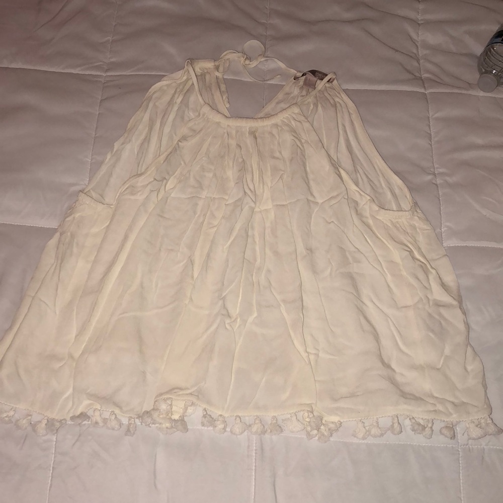 Cream tassel tank